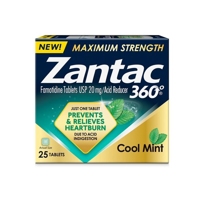 Pack of 12Zantac Famotidine 360 Cool Mint 20mg Tab 25 count by Chattem Drug