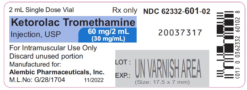 Rx Item-Ketorolac Tromethamine 60MG 25X2 ML Single Dose Vial by Alembic Pharma USA  Gen Toradol 