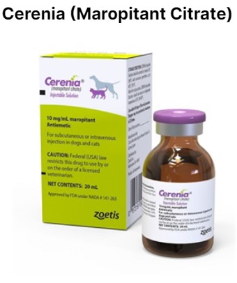 Cerenia (Maropitant Citrate) Antiemetic Injectable Solution 10mg/mL, 20ml Zoetis