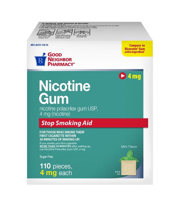 Pack of 12-GNP Nicotine Gum Uncoated 4mg Mint 110Ct