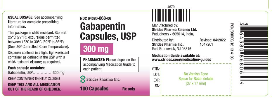 DEA Item-Gabapentin 300MG 500 Cap by Stride Pharma USA gen Neurontin