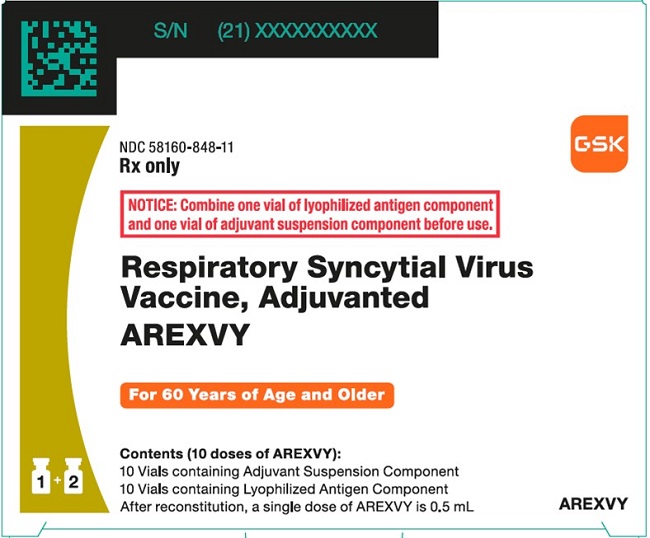 Rx Item-Arexvy RSV PreF3 antigen/AS01E/PF IM Vaccine 120 MCG KIT 10 DOSEBy Glaxo