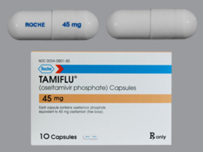 Rx Item:Tamiflu Oral 45mg 10 Capsules Oseltamivir by Genentech USA 