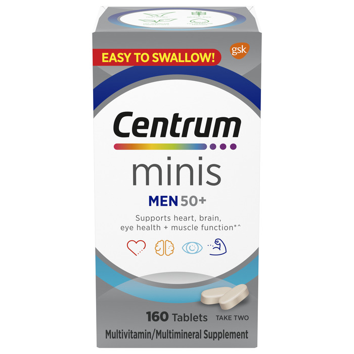 Case of 12-Centrum Mini Adult 50+ Mens 160 Tabs  By Glaxo