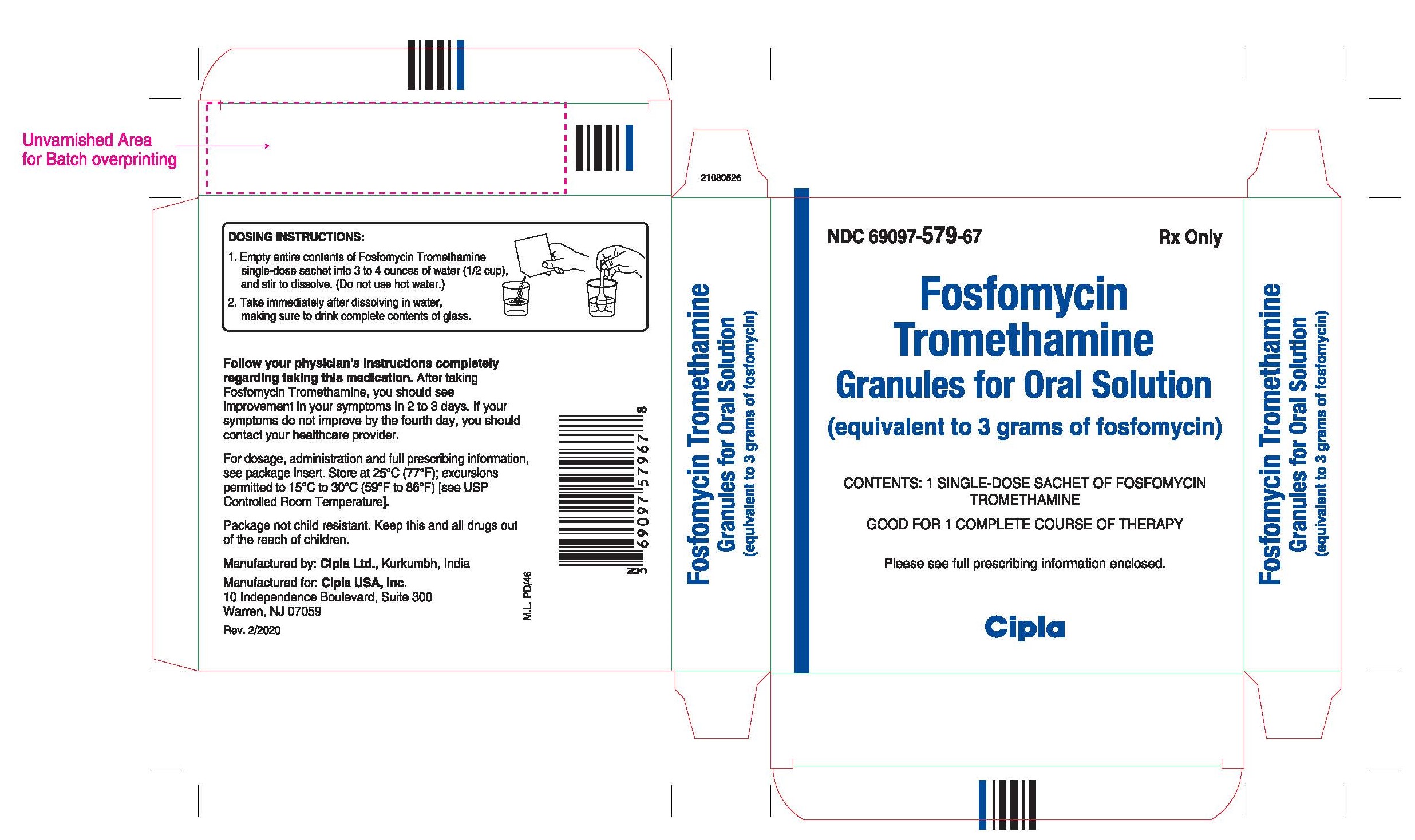 Rx Item-Fosfomycin Tromethamine Gen Monurol 3 Gm Packet By Cipla USA