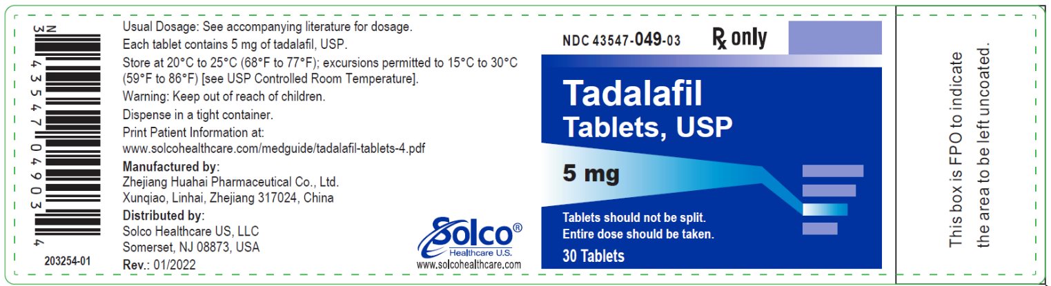 Rx Item-Tadalafil 5MG 30 Tab by Solco Pharma USA Gen Cialis