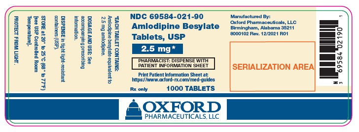 Rx Item-Amlodipine Besylate 2.5MG 1000 Tab by Oxford Pharma USA Gen Norvasc