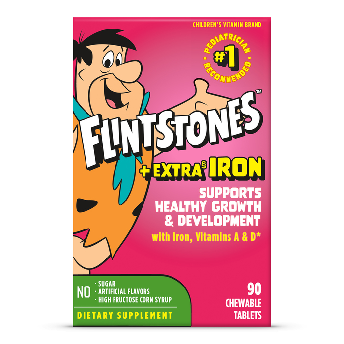 Case of 24-Flintstones +Extra Iron Chewable Tablets 90ct by Bayer Con Health