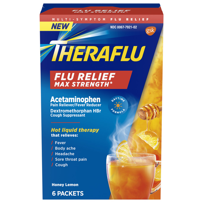 Case of 24--Theraflu Flu Relief Max Strength Daytime Packets 6ct By Glaxo 
