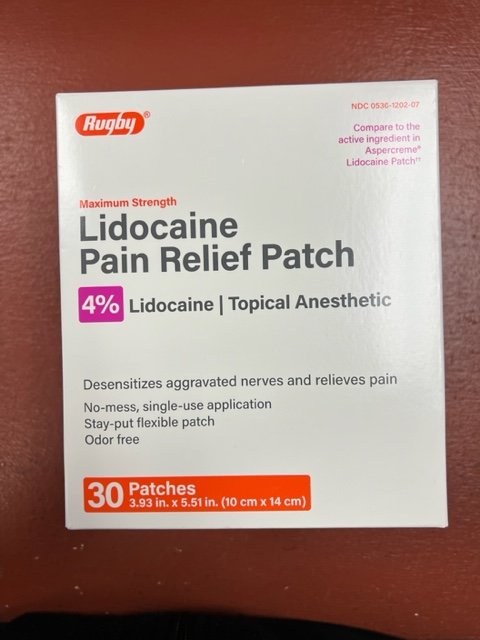 pack of 12-Lidocaine 4% 30 patches By Major Pharma/Rugby USA 