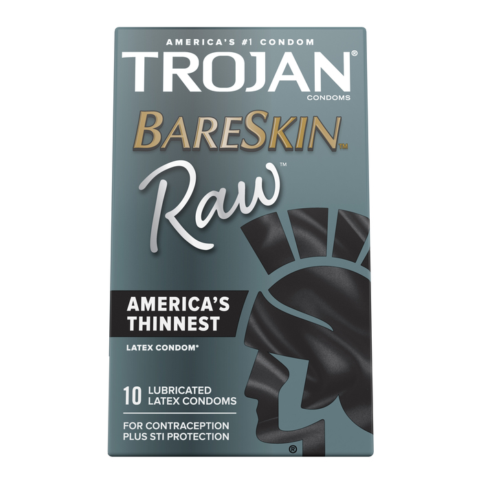 Pack of 12-Trojan Bareskin Raw Latex Condom 10ct