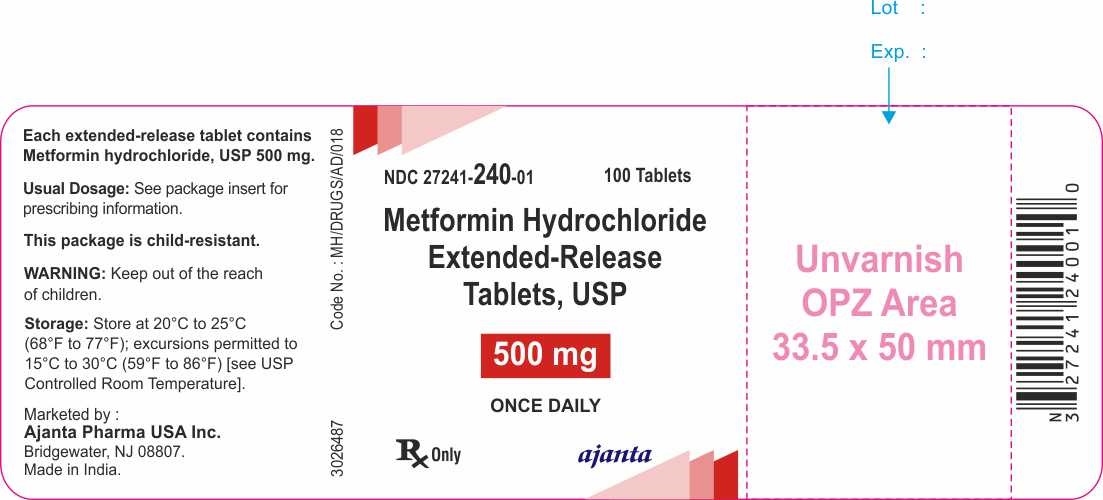 Rx Item-Metformin Hcl 500MG ER 100 TAB-Cool Store- by Ajanta Pharma USA ...
