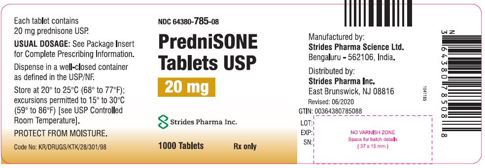 Rx Item-Prednisone 20MG 1000 Tab by Strides Pharma USA Gen Deltasone
