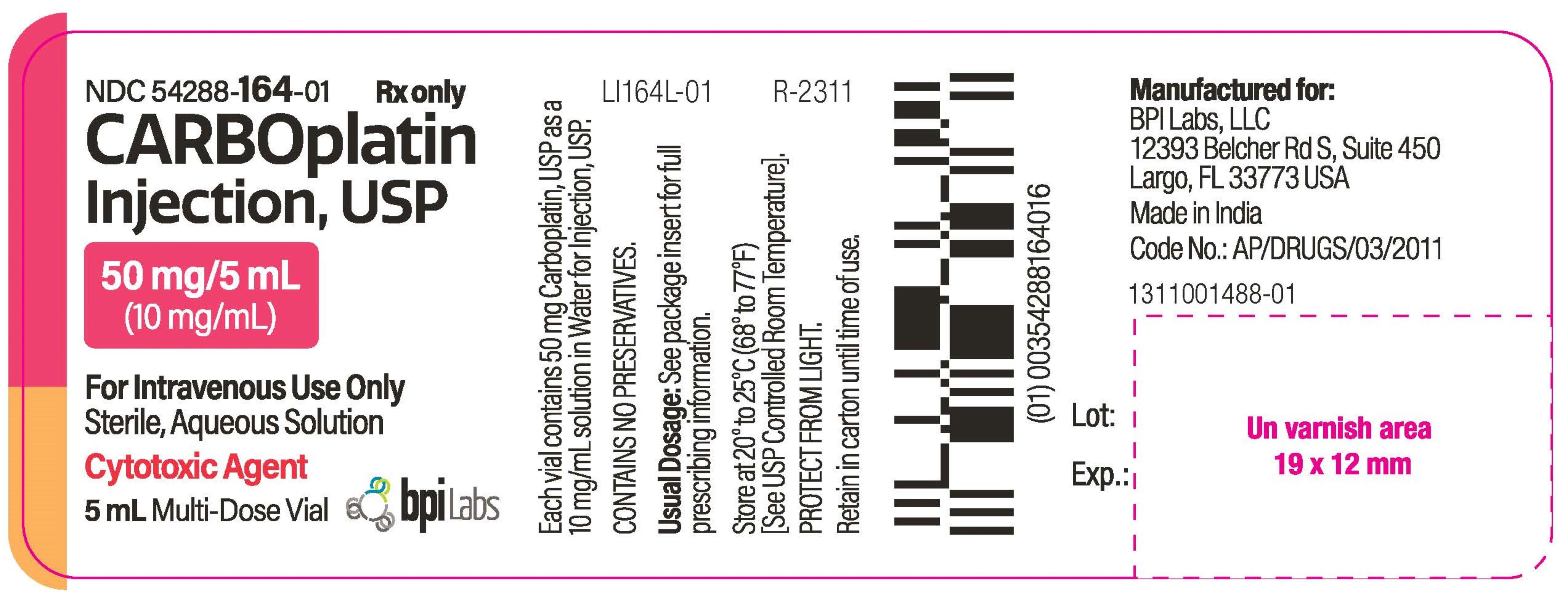 Rx Item-Carboplatin 50MG Sol 5 ML Multi Dose Vial  by BPI Pharma Gen Parapltin
