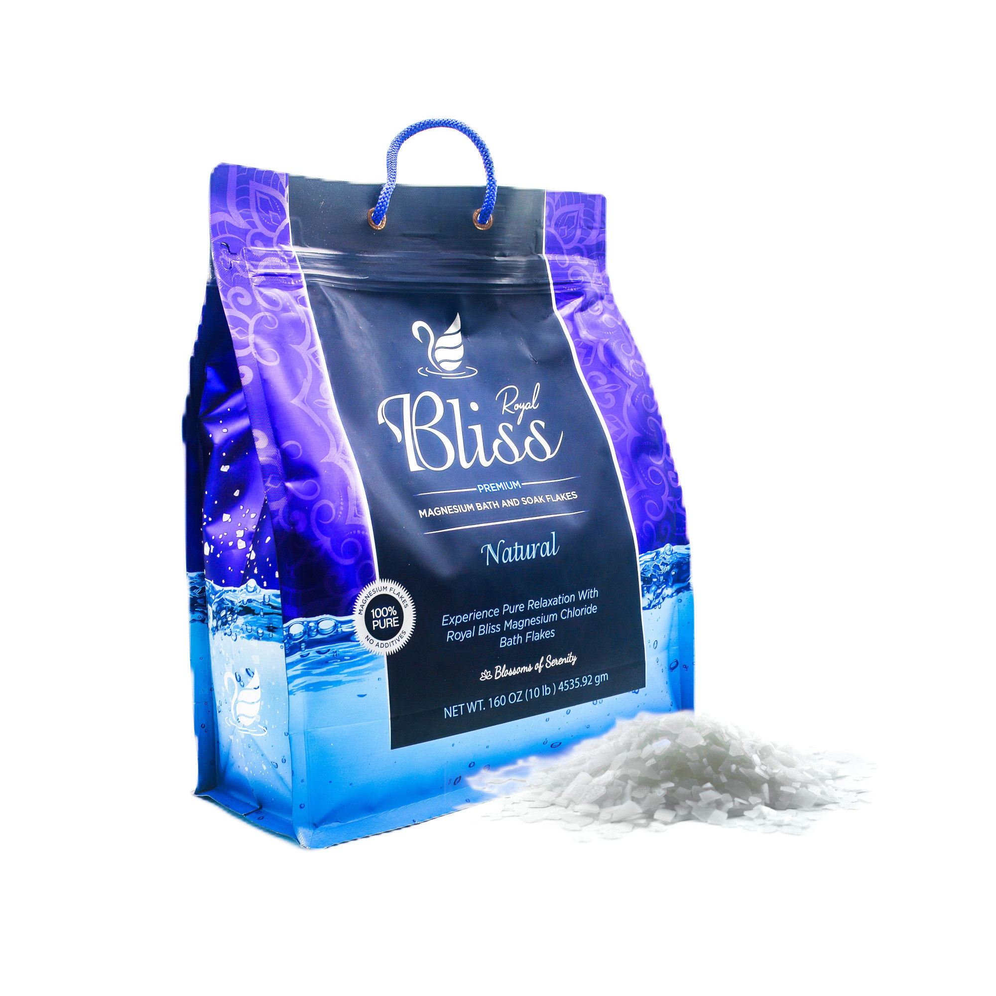 Case of 3-Royal Bliss Magnesium Bath and Foot Soak Salt Flakes 10lb 