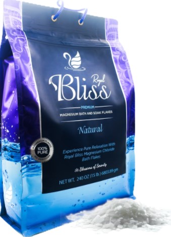 Case of 2-Royal Bliss Magnesium Bath and Foot Soak Salt Flakes 15lb by Halcytide Inc.  