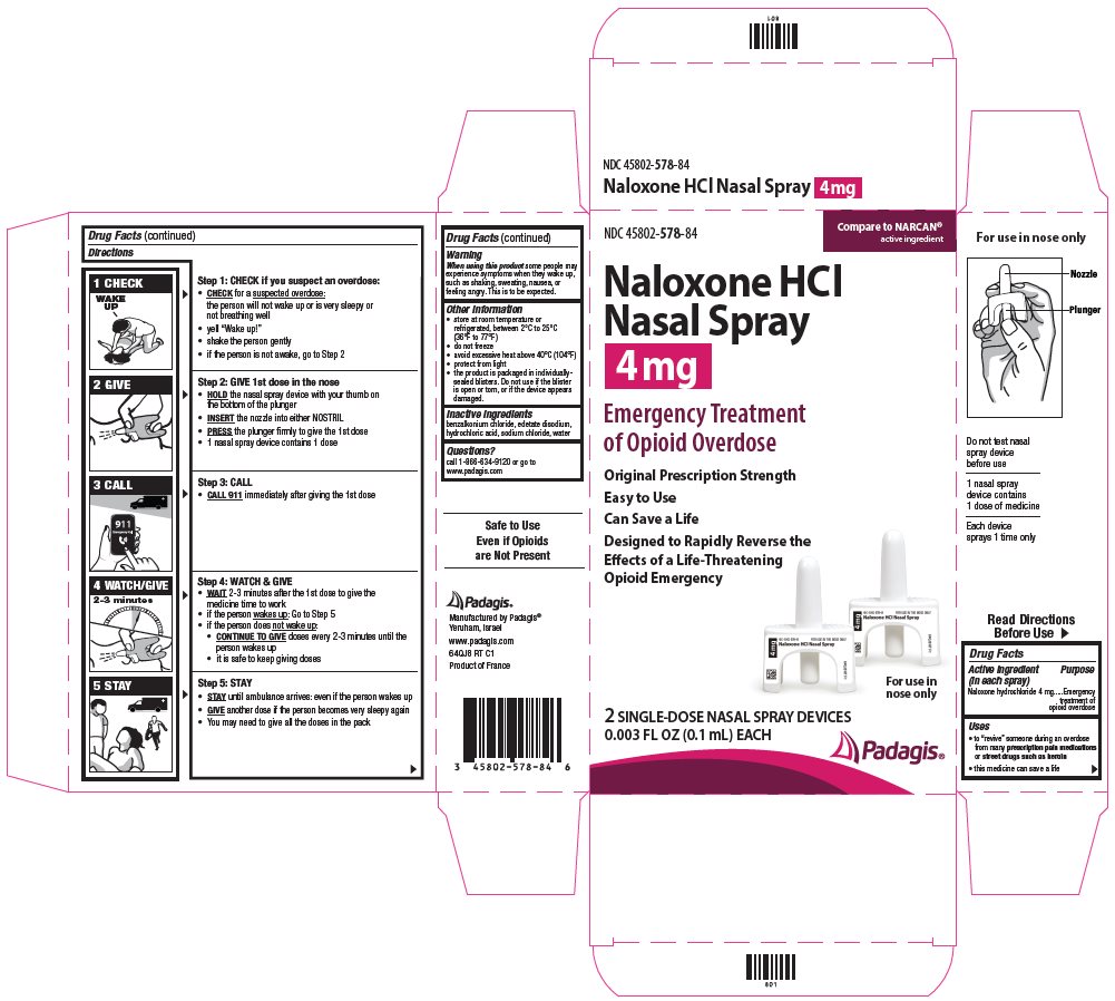 Naloxone OTC Gen Narcan Nasal 4Mg Spray 2X0.1 Ml By Padagis Pharma USa