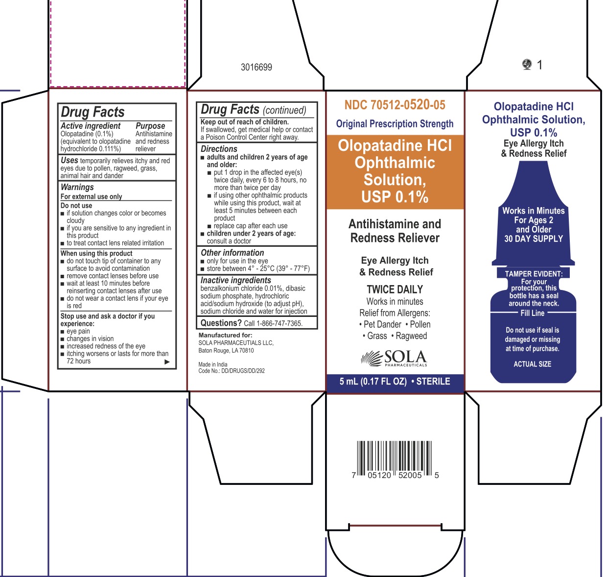 Olapatadine 0.1 Eye Itch Relief 5ML Gen Patanol by Sola Pharma