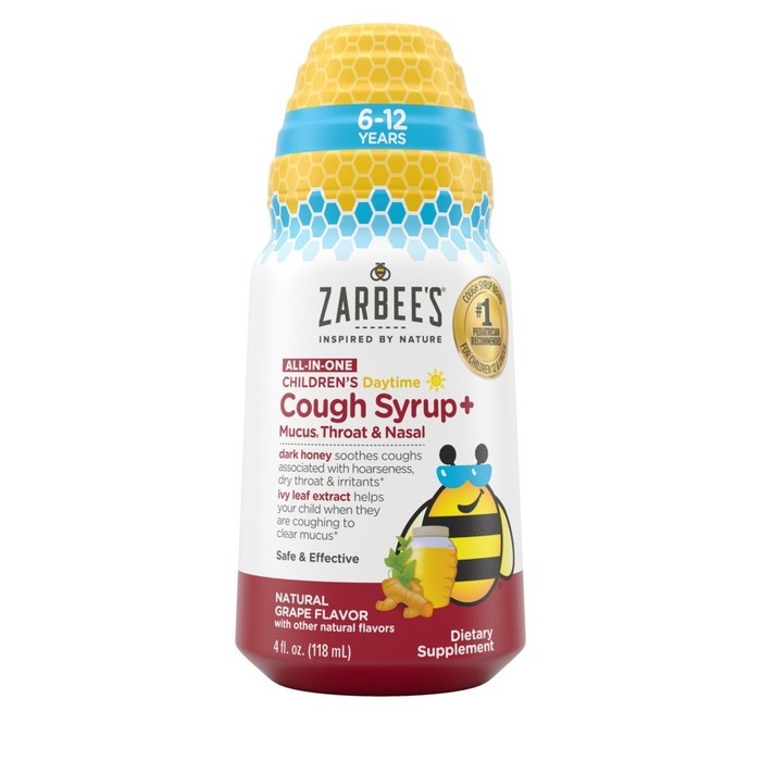 Pack of 12-Zarbee's Child All-In-One Cough Syrup + Mucus, Throat & Nasal Daytime