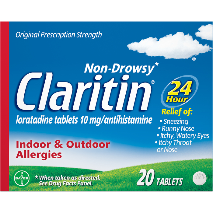 Pack of 12-Claritin Loratadine 10 mg/Antisistamine 24 Hour Allergy Tablets 20 EA
