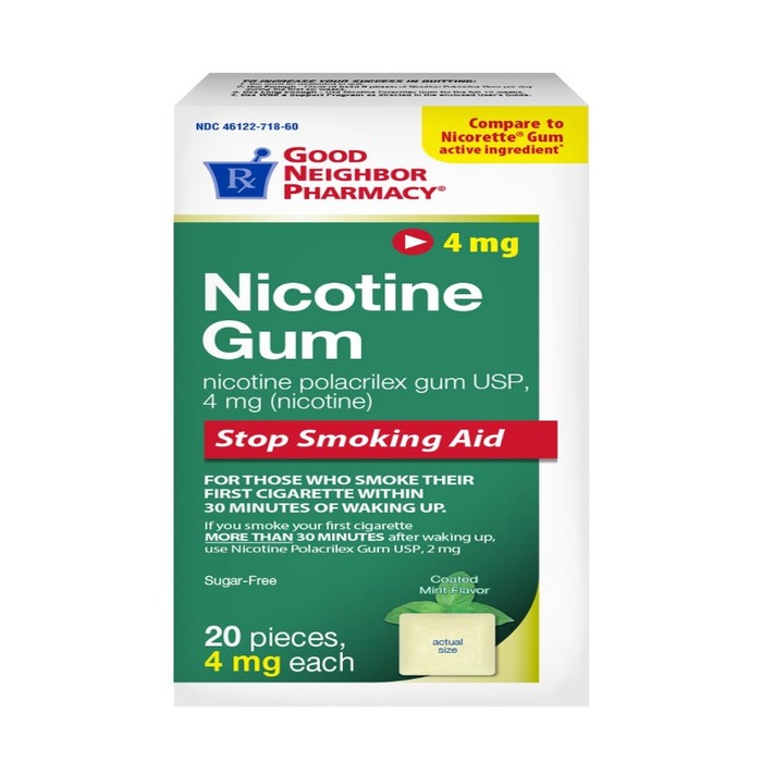 Item No. OTC745365, 745365, GNP Nicotine Gum 4mg Coated Mint 20ct By Pl Development /GNP USA NDC# 46122-0718-60 46122-0718-0 46122071860 4612207180 UPC Code: 0-08770-14347-7 008770-143477 00877014347