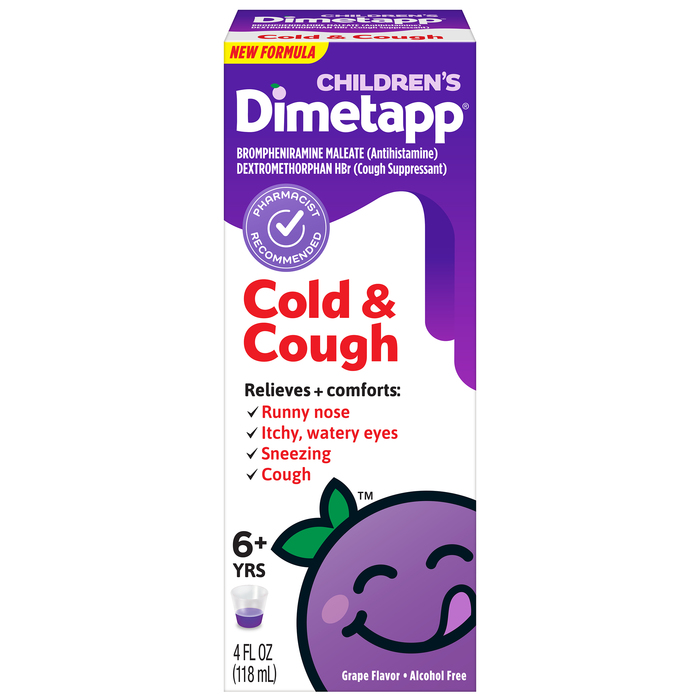 Pack of 12-Dimetapp Children's Cold & Cough Liquid Grape 4 OZ