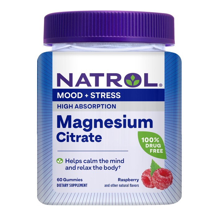 Case of 10- CaseMagnesium Citrate Mood+Stress Raspberry Gummies 60ct By Natrol