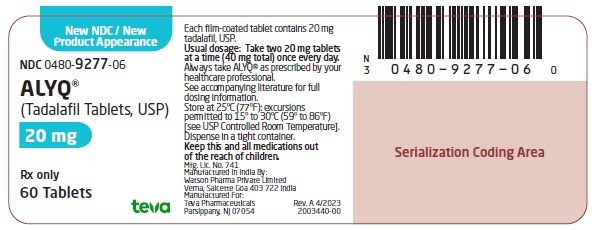Rx Item-Alyq Tadalafil 20Mg 60 Tab By Teva Pharma USA ADCIRCA