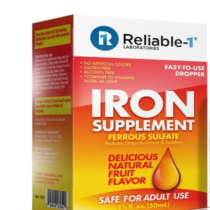 Ferrous Sulfate Drops 50M By Reliable 1 Laboratories USA 