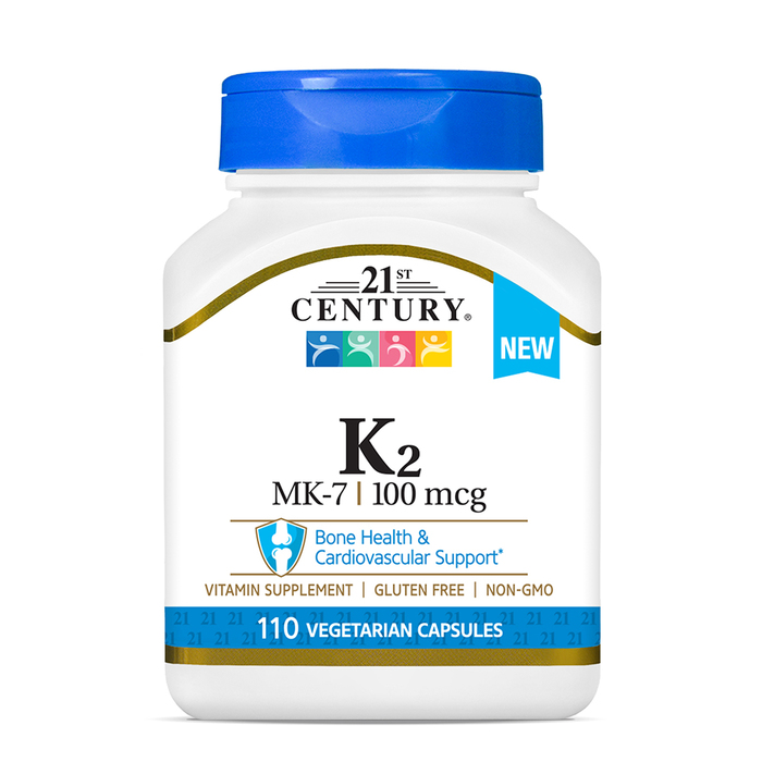 21st Century K2 MK-7 100 mcg Vegetarian Capsules 110 EA