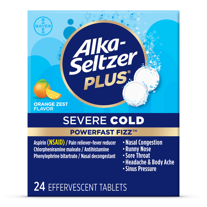 Alka-Seltzer Plus Severe Cold PowerFast Fizz Effervescent Tablets Orange Zest 24