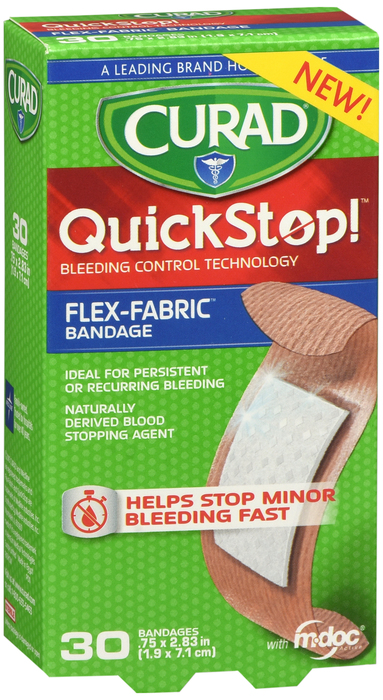 Case of 24-Curad QuickStop! Flex-Fabric Bandages 0.75 x 2.83 Inches 30 EA 