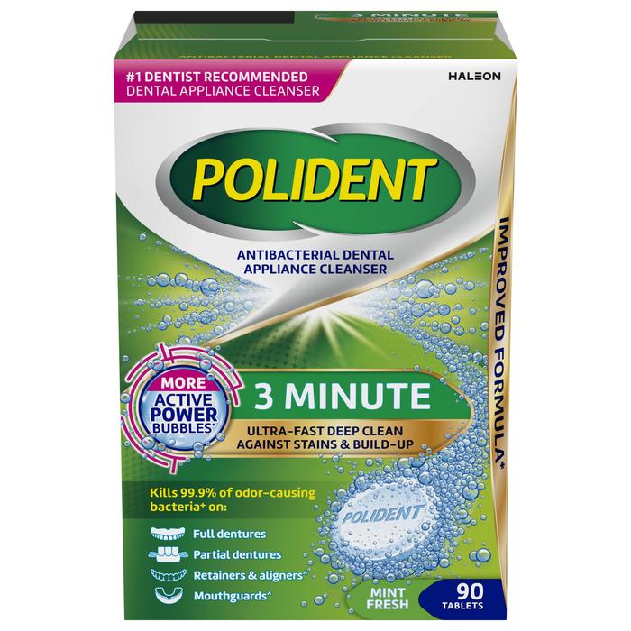 CASE OF 12 POLIDENT 3 MINUTE DENTURE MINT TAB 90CT  by Haleon