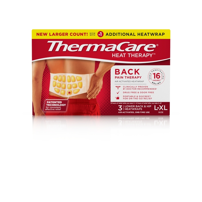 Case of 12-ThermaCare Back Pain Therapy Heatwraps L-XL 3 EA