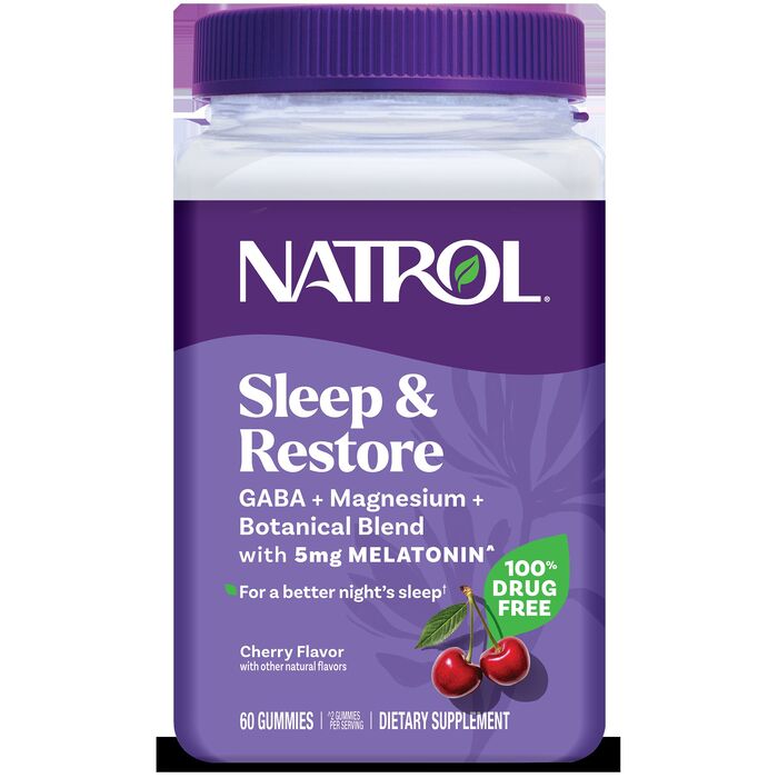 CASE-12-Natrol Sleep & Restore w/Melatonin Cherry Gummies 60ct BY Natrol LLC USA