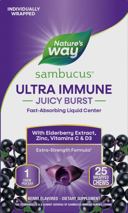 CASE 12-SAMBUCUS IMMUNE JUICY BRST CHW BRRY 25CT BY NATURE'S WAY BRANDS LLC USA