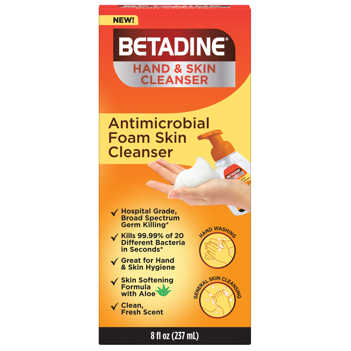 Case of 12-Betadine Hand & Skin Cleanser Foam Antimicrobial 8oz