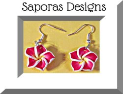 Hawaiian Design Flower Dangle Earrings Pink Yellow & White