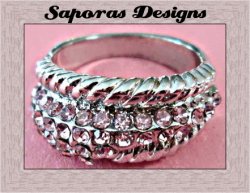 Silver Tone Size 7 Ring With Pink Crystals