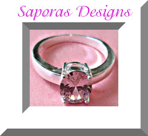 Image 0 of 925 Sterling Silver Ring Size 7.5 With Pink Crystal