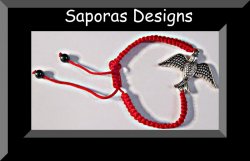 Handmade Red Braided Rope Bracelet With Silver Tone Bird Charm