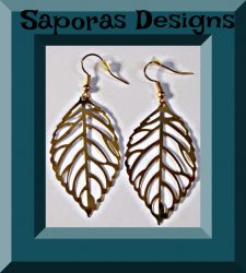 Gold Tone Dangle Leaf Design Earrings