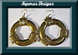 Gold Tone Dangle Egyptian Design Earrings