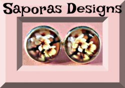 Silver Tone Pink Flower Design Stud Earrings