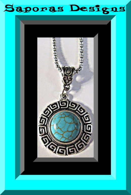 Image 0 of Tibetan Silver & Turquoise Necklace Native Ethnic Tribal Bohemian Design