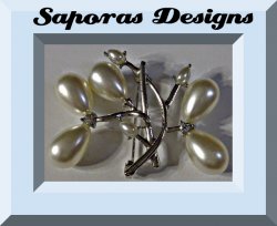 Silver Tone Flower Design Brooch With White Faux Pearls