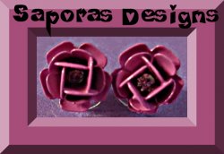 Pink Flower Floral Design Stud Earrings With Clear Crystal