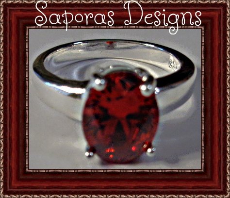 Image 0 of 925 Sterling Silver Ring Size 7.5 With Red Crystal