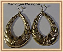 Large Tear Drop Design Gold Tone Dangle Earrings Hip Hop Style