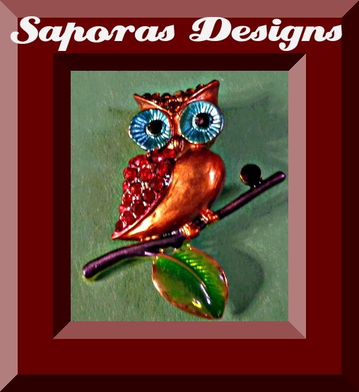 Image 0 of Colorful Owl Design Brooch With Colorful Rhinestones